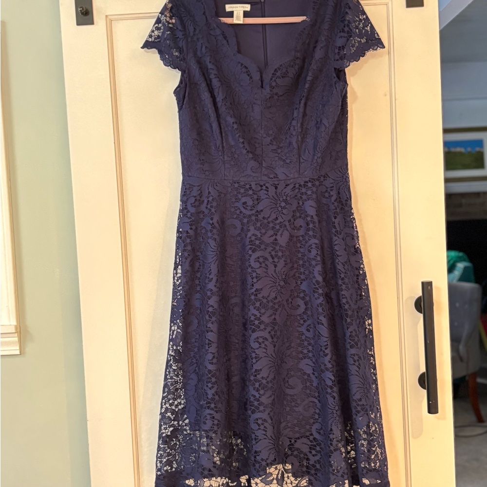 London Times Navy Lace Midi Dress 12 large
